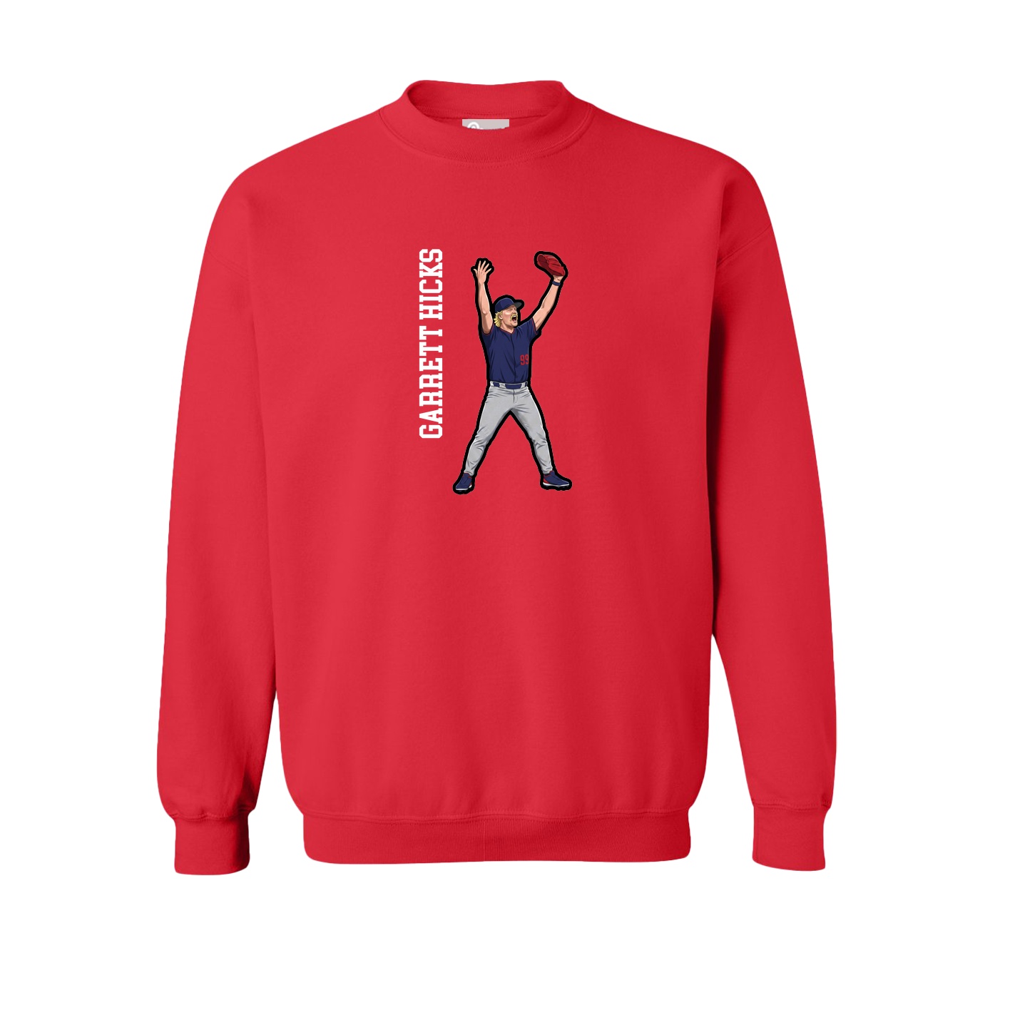Fleece Crew — Name Vertical in Red