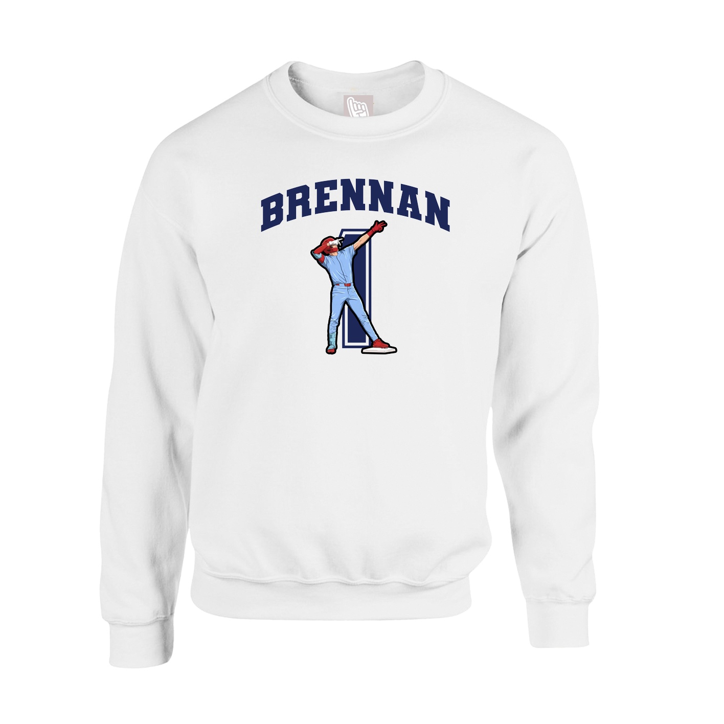 Fleece Crew — Number in White