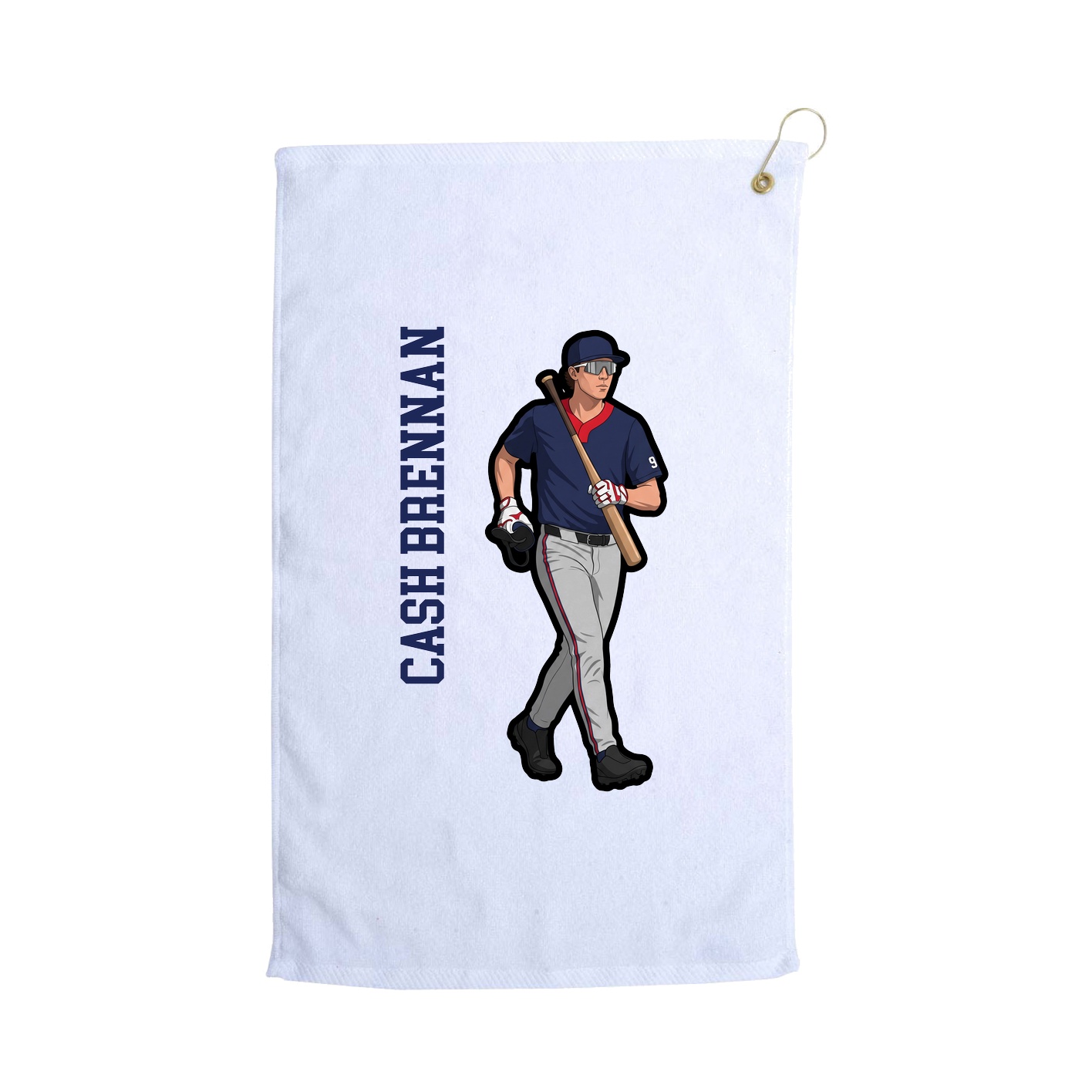 Golf Towel — Name Vertical in White