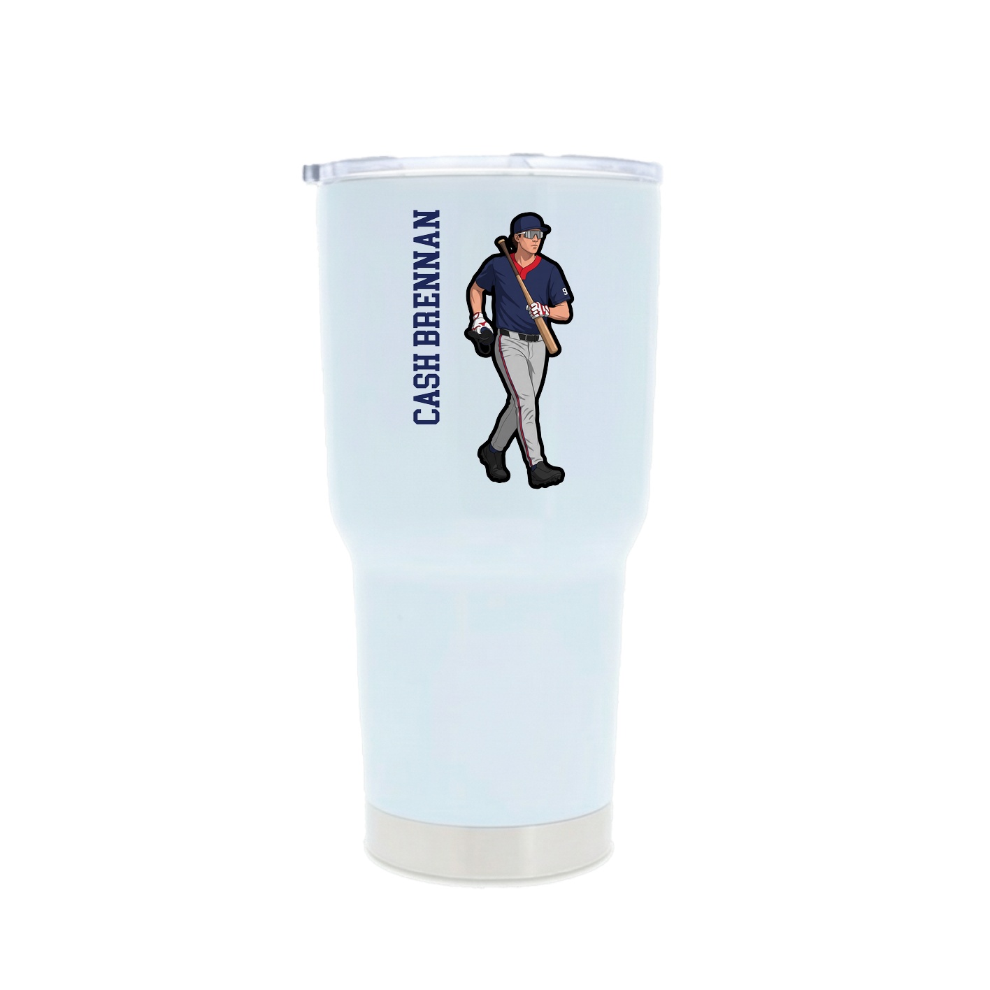 30oz Stainless Steel Tumbler — Name Vertical in White