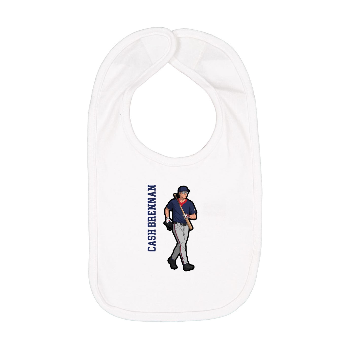 Infant Bib — Name Vertical in White