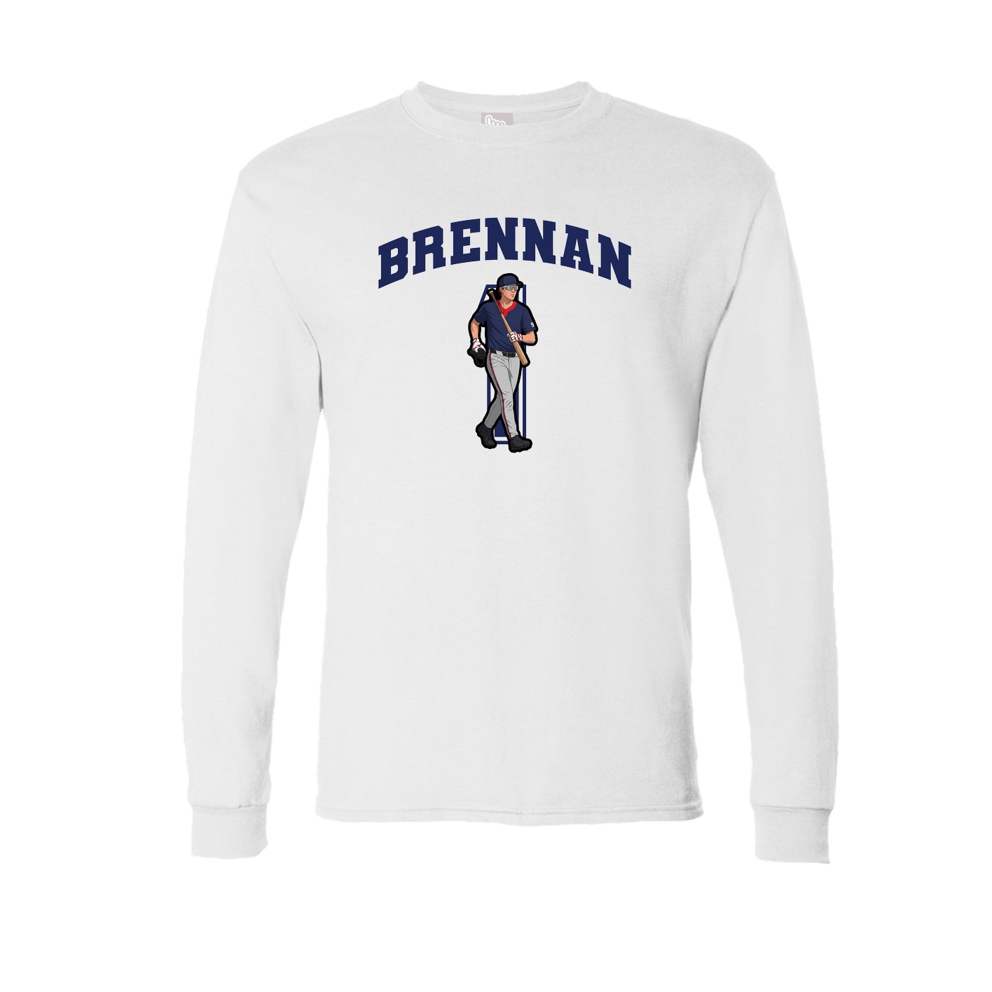 Long Sleeve Tee — Number in White