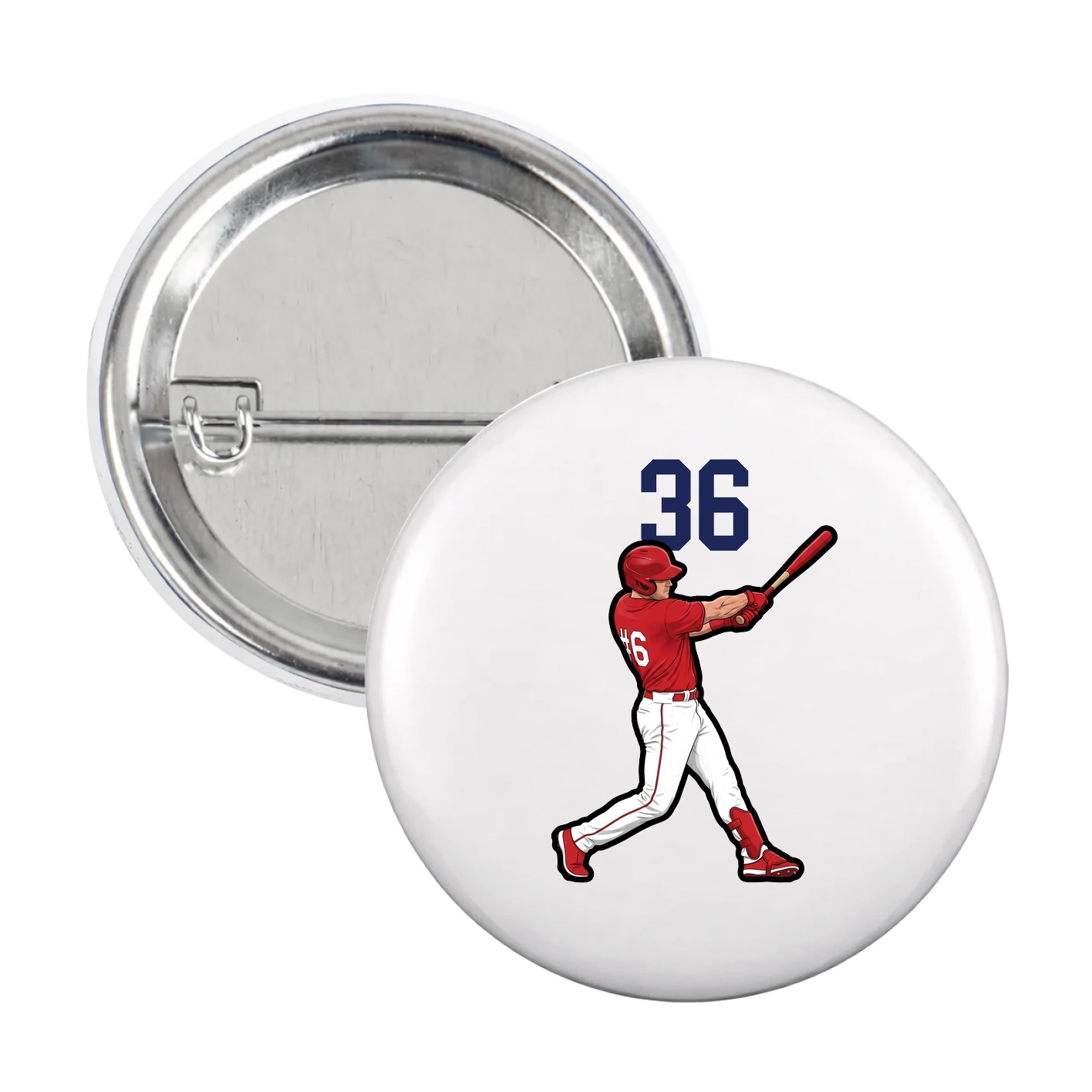 Game Day Button — Number Top in White