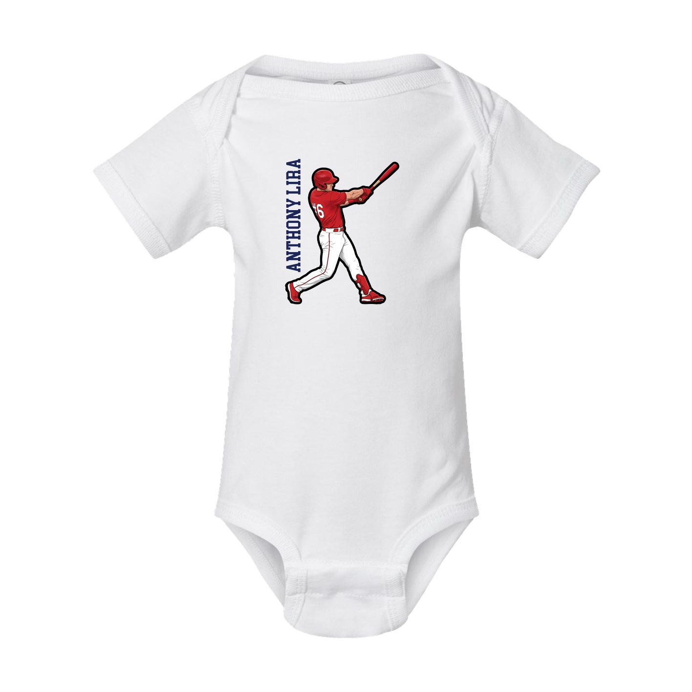 Baby Onesie — Name Vertical in White