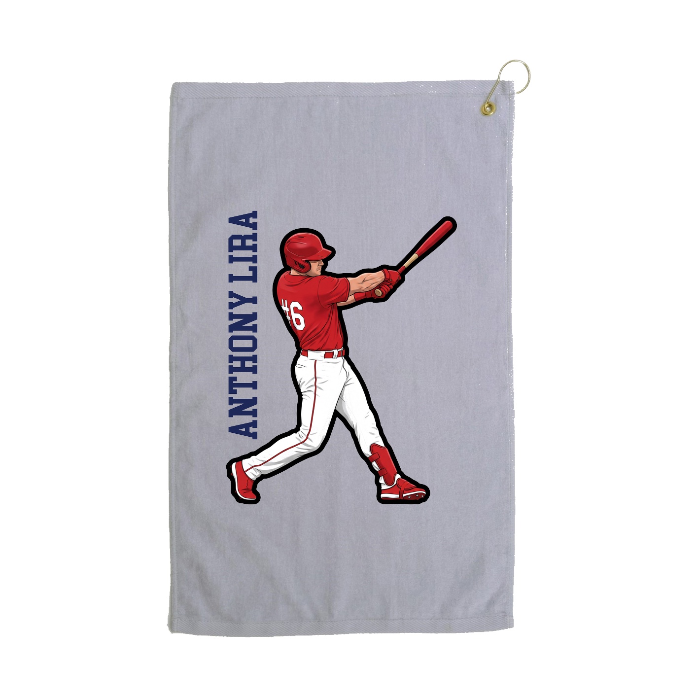 Golf Towel — Name Vertical in Grey