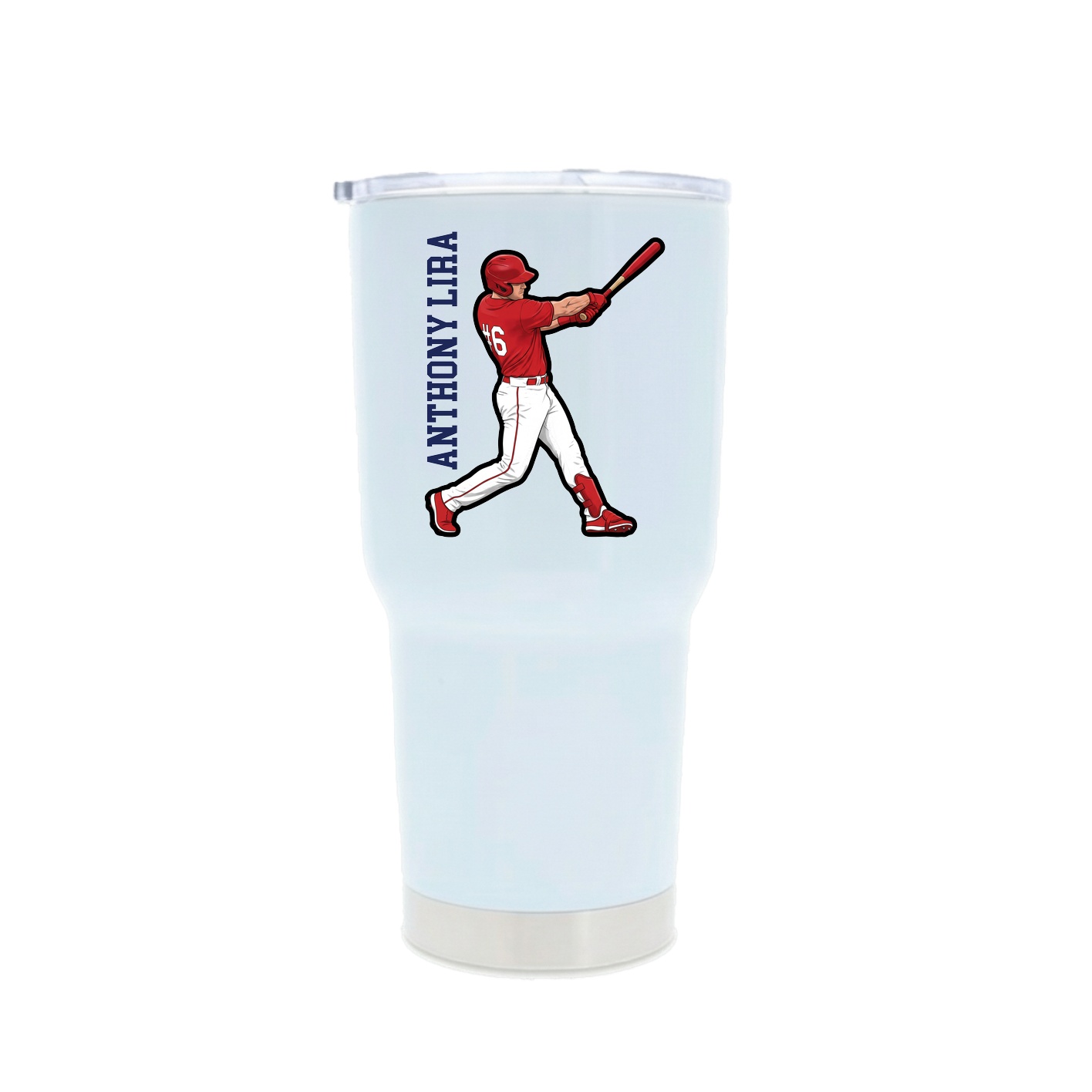 30oz Stainless Steel Tumbler — Name Vertical in White