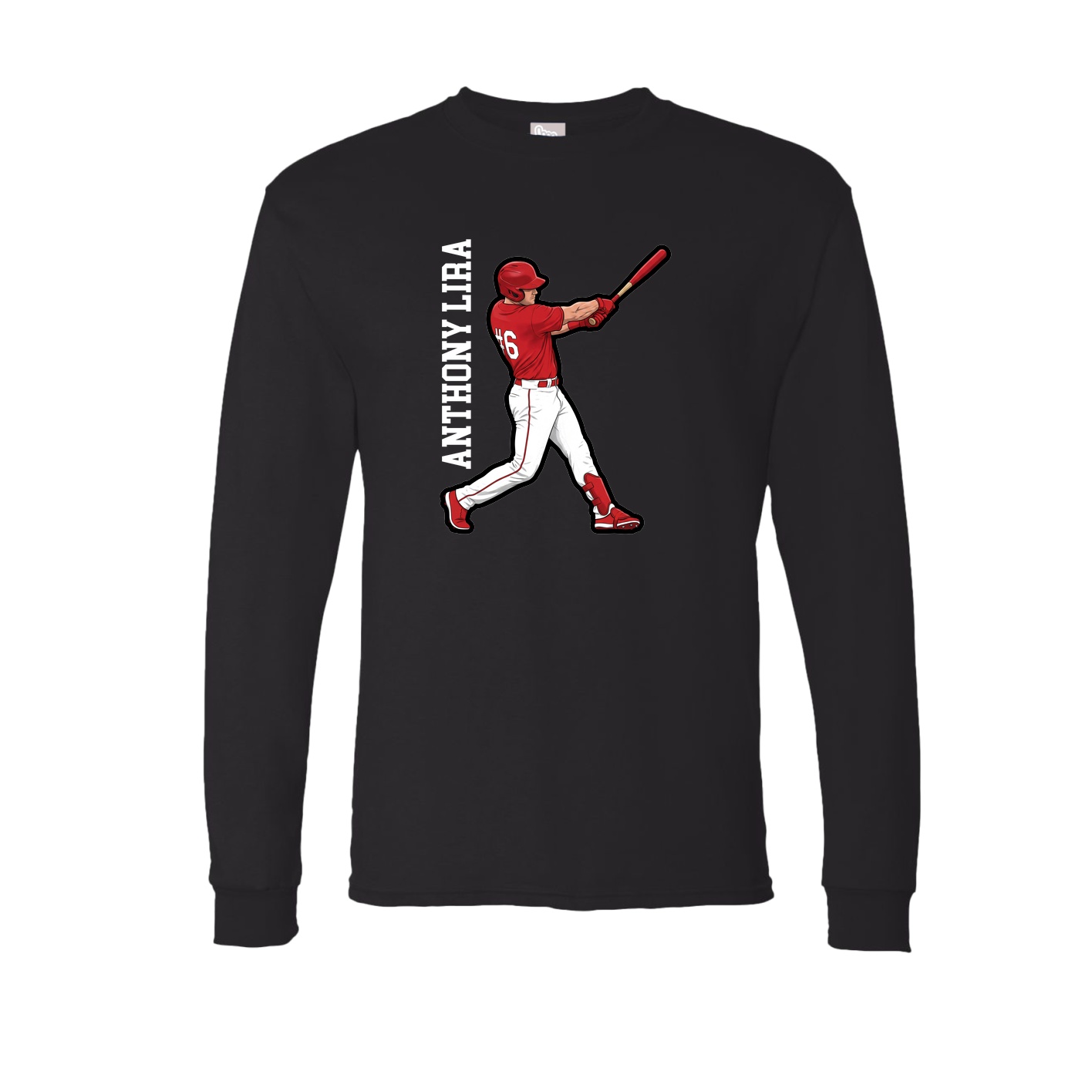 Long Sleeve Tee — Name Vertical in Black