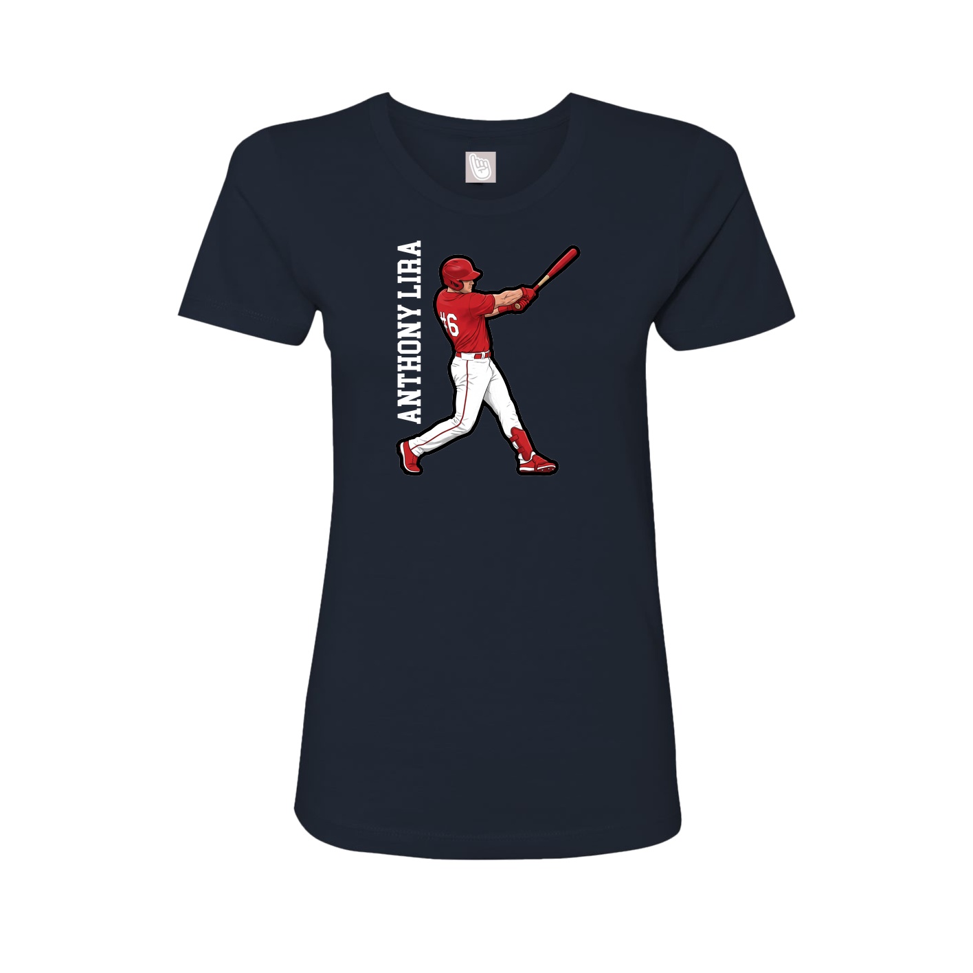 Fitted Women's Tee — Name Vertical in Navy