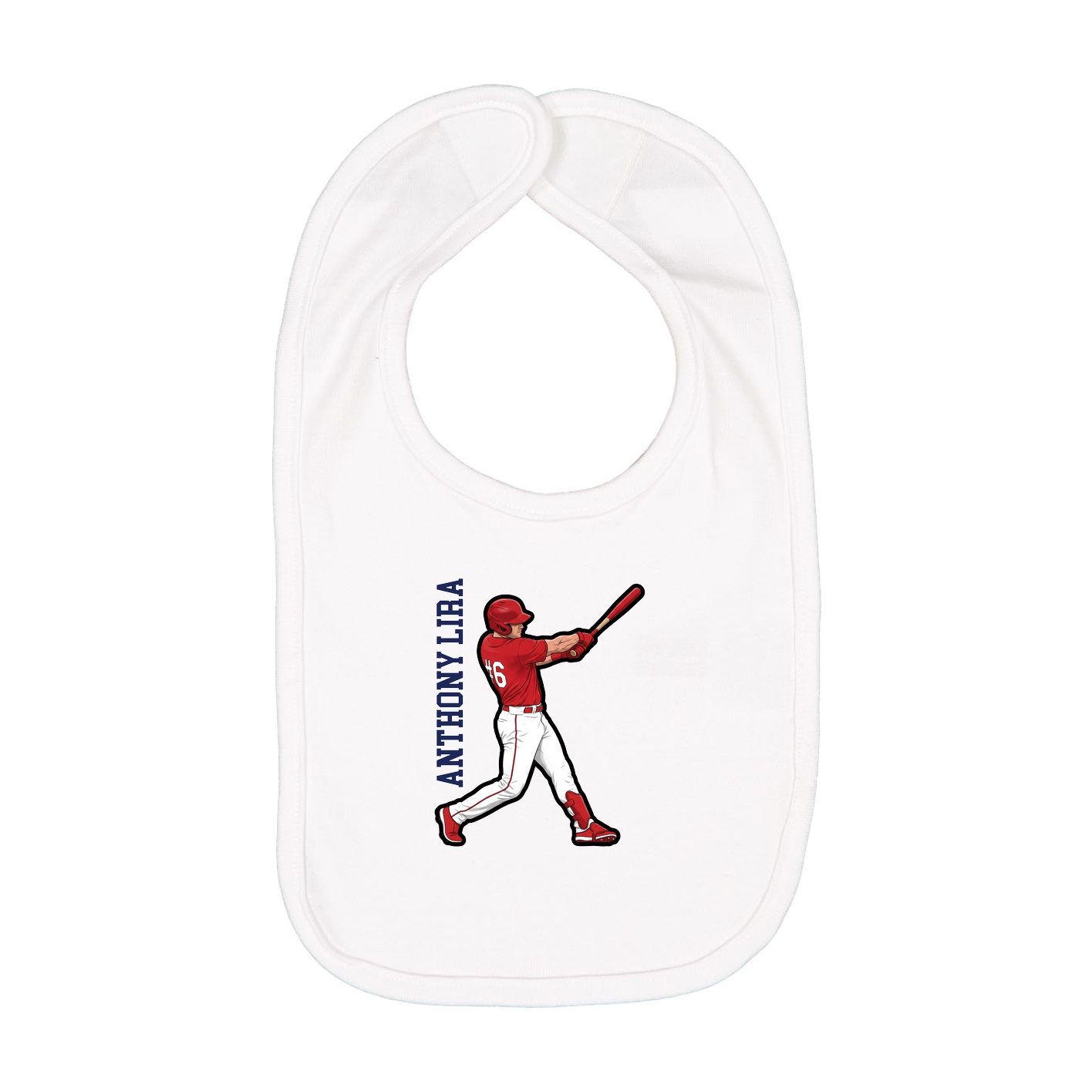 Infant Bib — Name Vertical in White