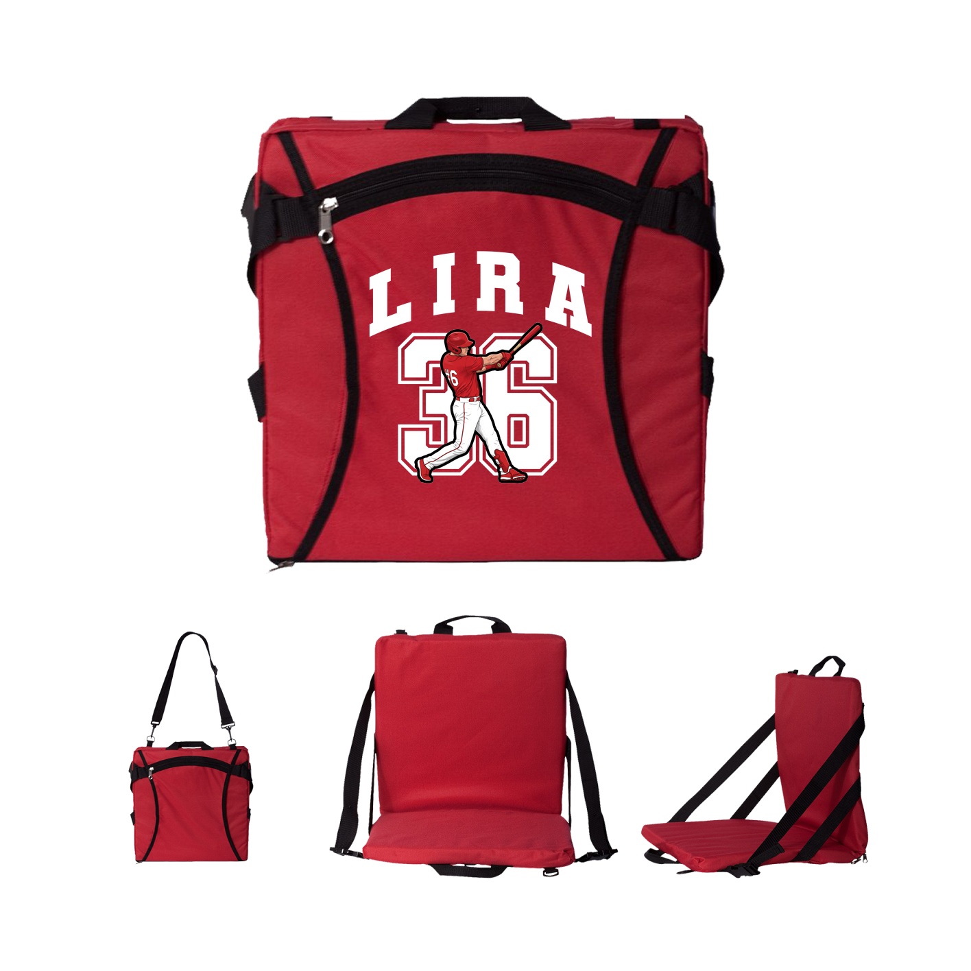 Folding Stadium Seat — Number in Red
