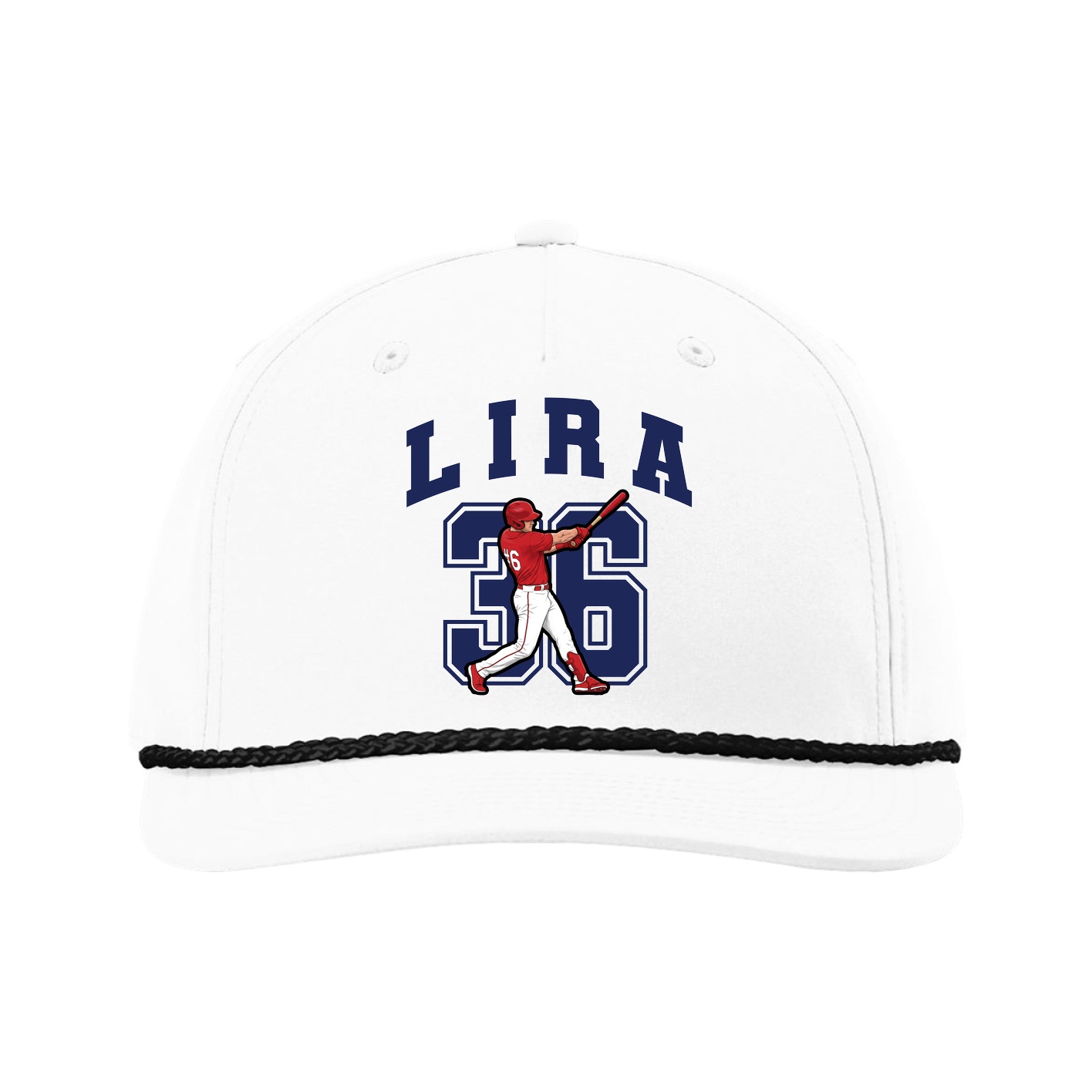 Five-Panel Classic Rope Cap — Number in White