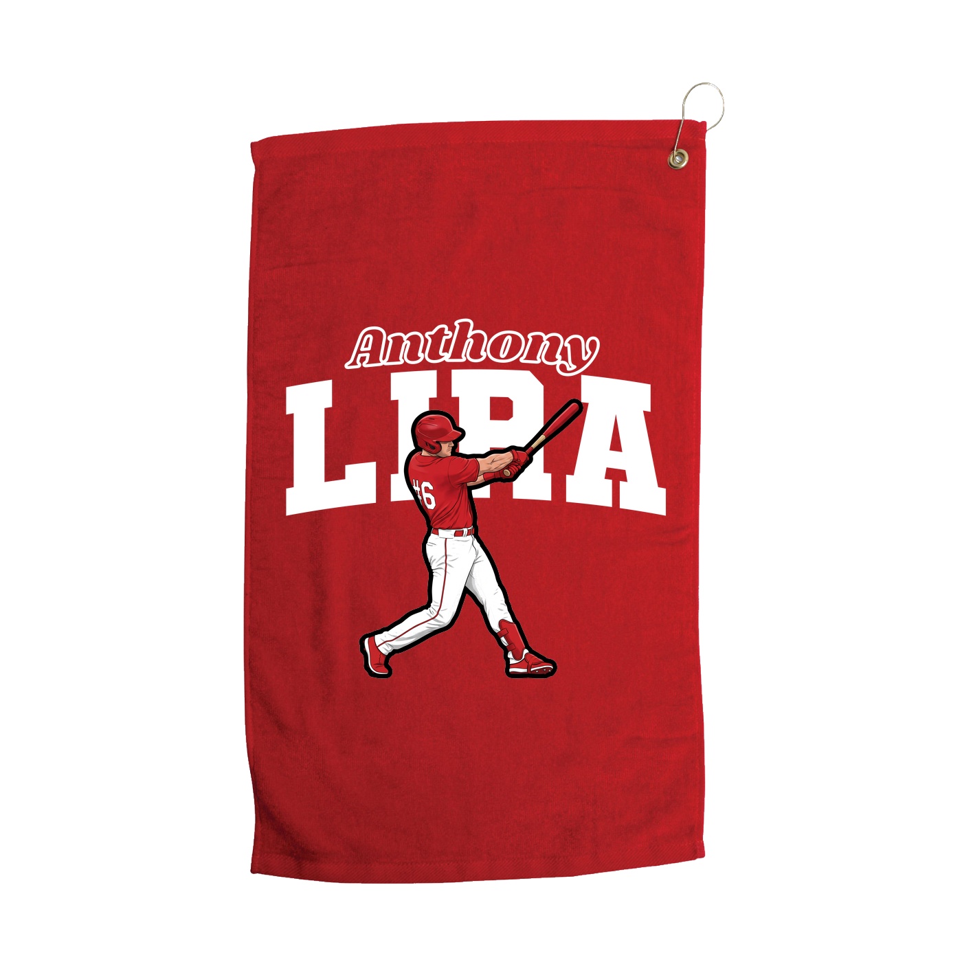 Golf Towel — Name Arch in Red