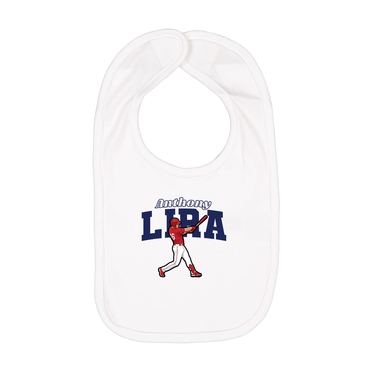 Infant Bib — Name Arch in White