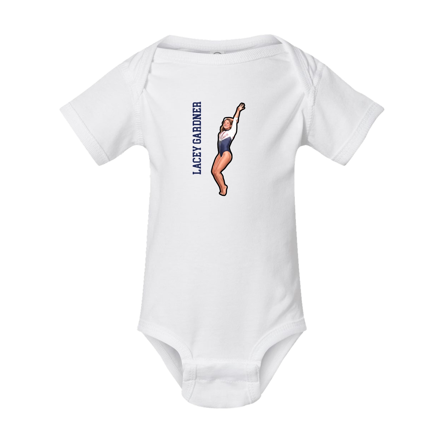 Baby Onesie — Name Vertical in White