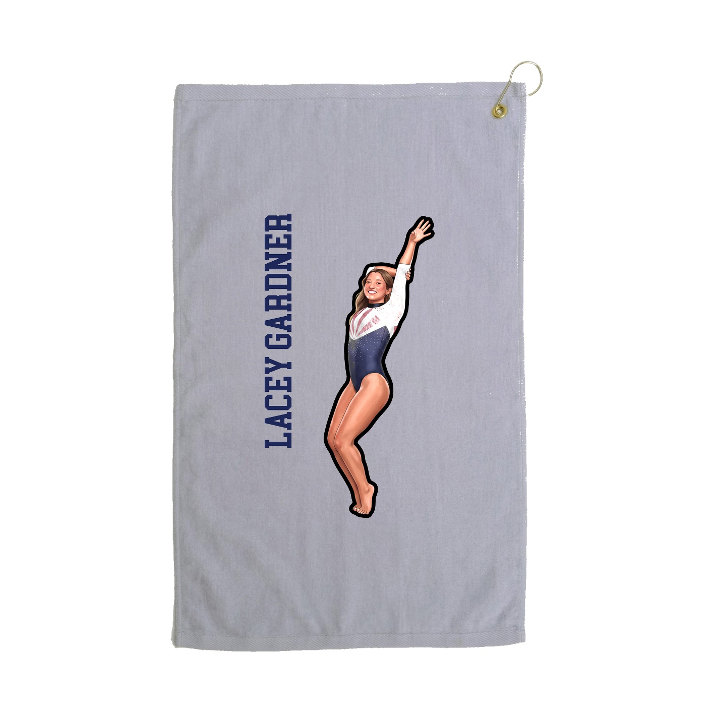 Golf Towel — Name Vertical in Grey
