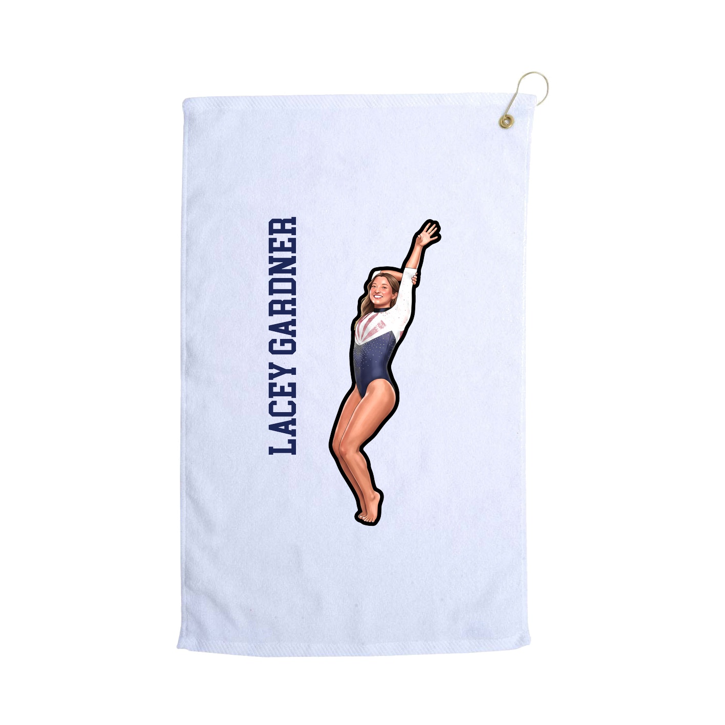 Golf Towel — Name Vertical in White