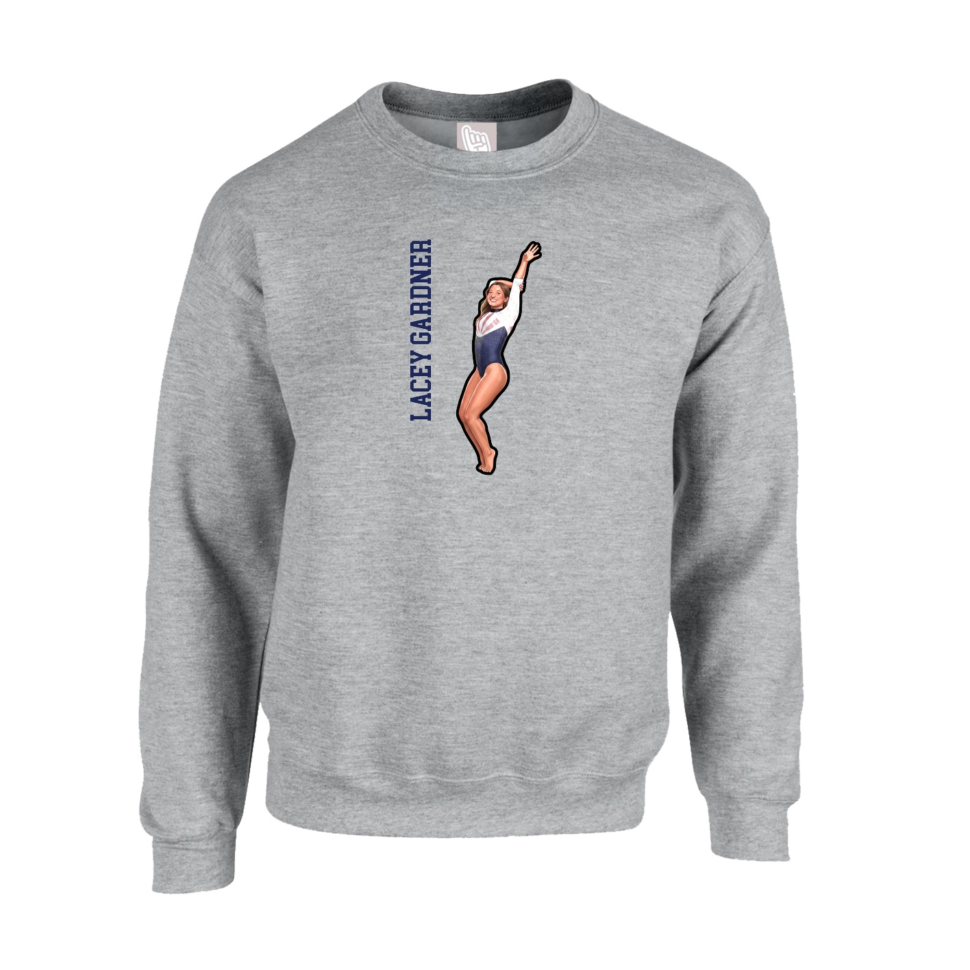 Fleece Crew — Name Vertical in Grey