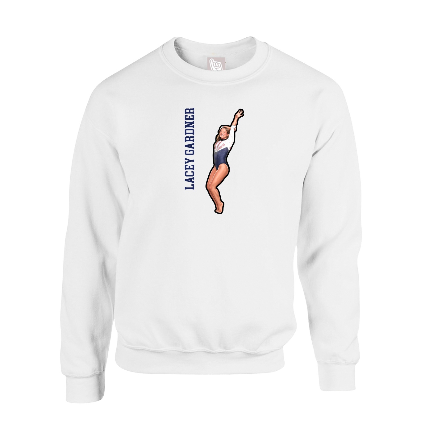 Fleece Crew — Name Vertical in White