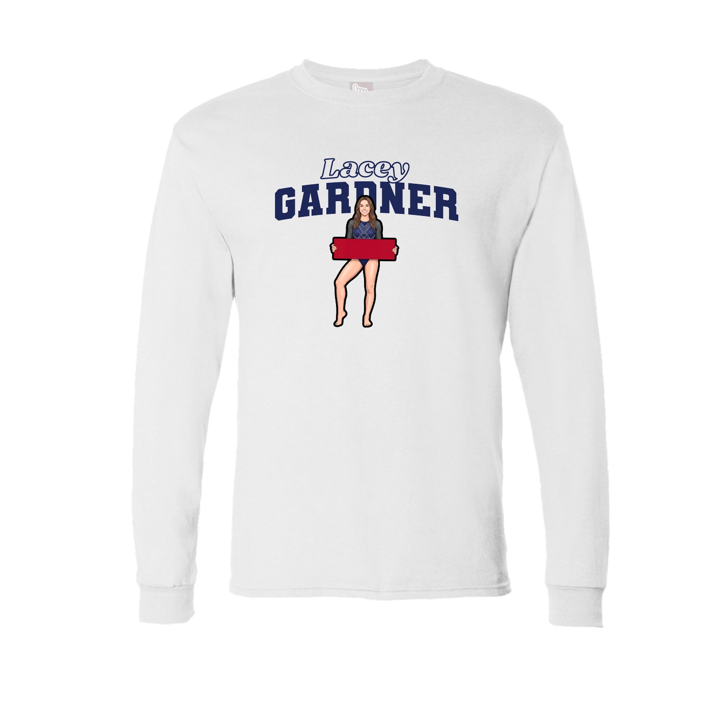 Long Sleeve Tee — Name Arch in White