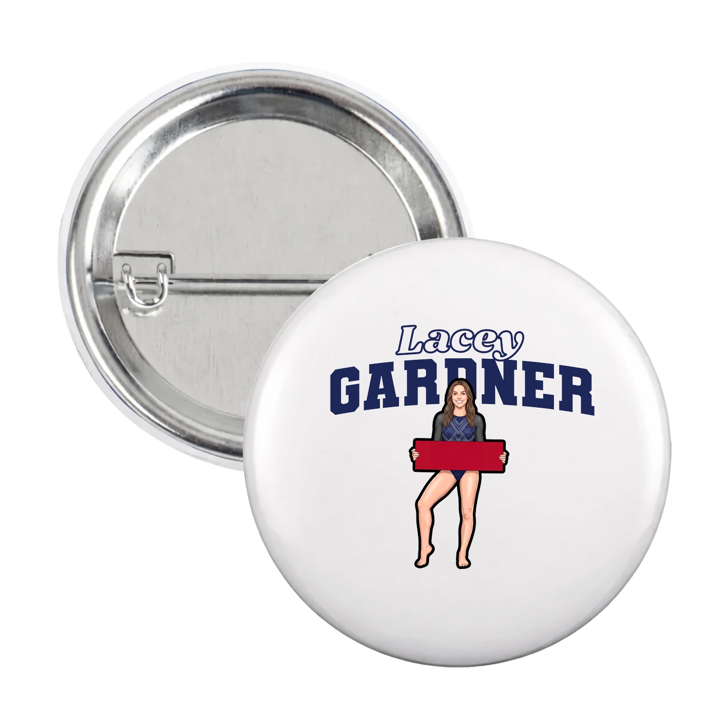 Game Day Button — Name Arch in White