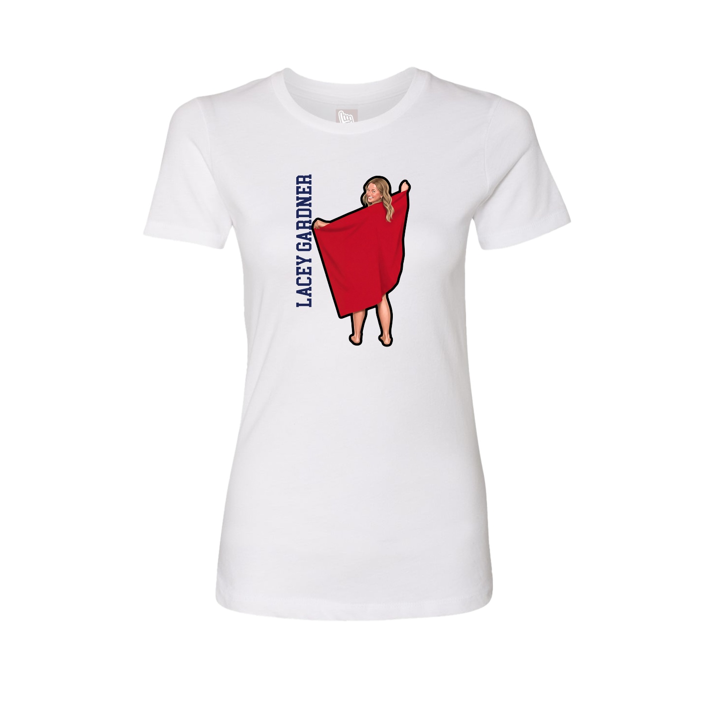 Fitted Women's Tee — Name Vertical in White