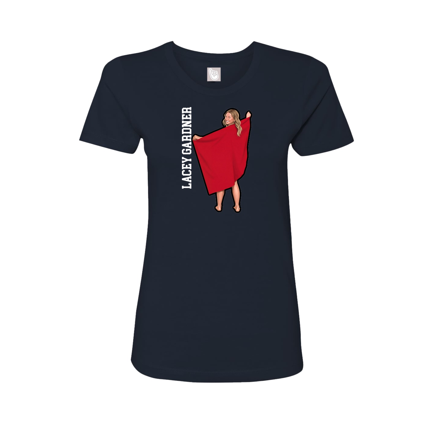 Womens Tee — Name Vertical in Navy
