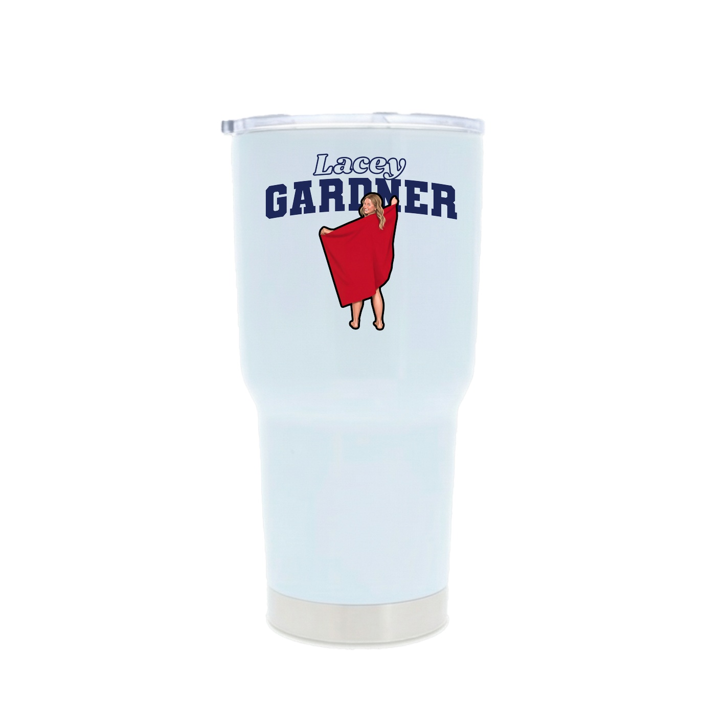 30oz Stainless Steel Tumbler — Name Arch in White
