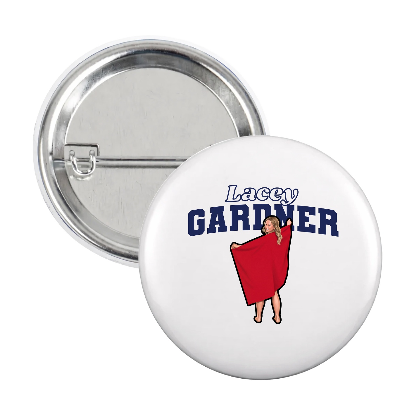 Game Day Button — Name Arch in White