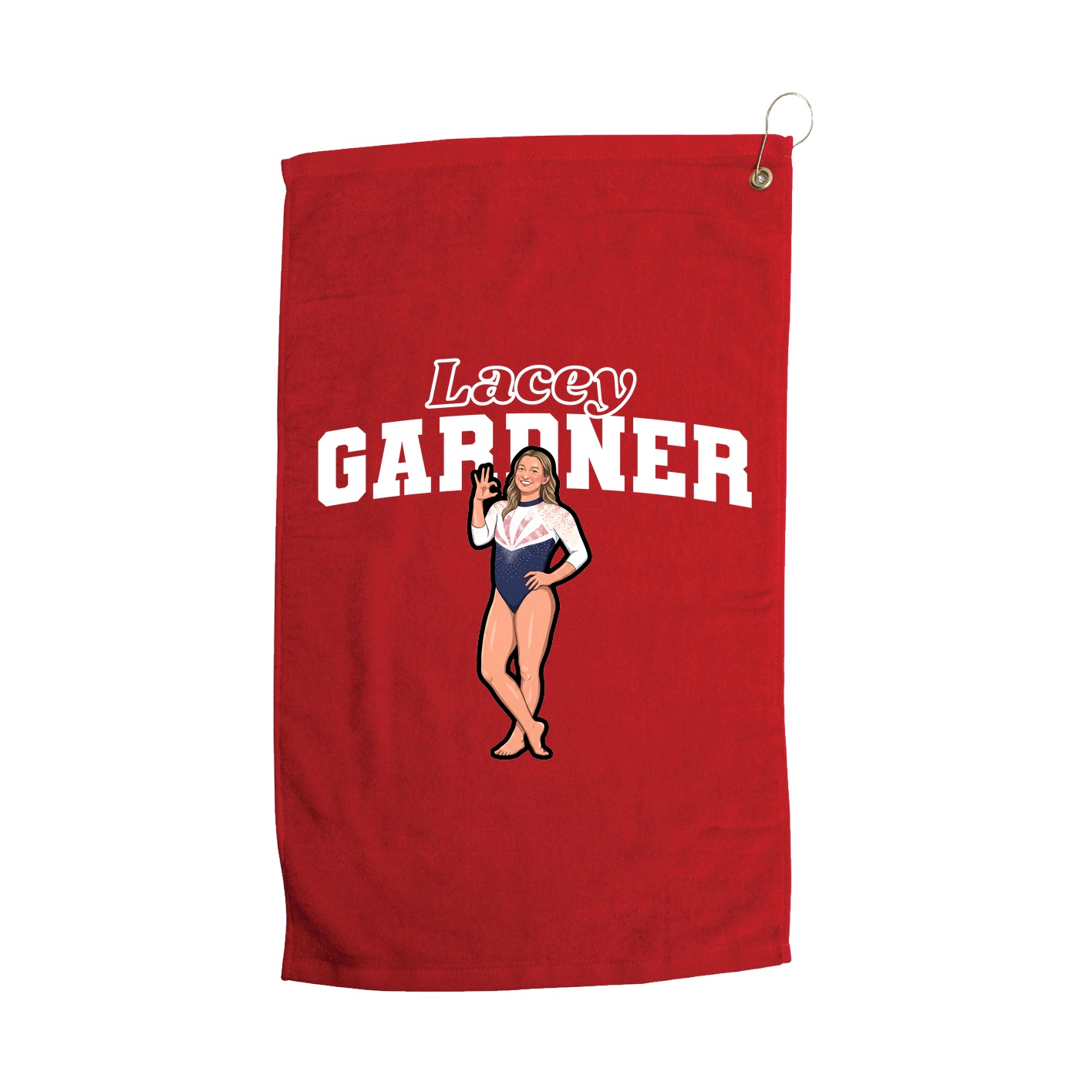 Golf Towel — Name Arch in Red