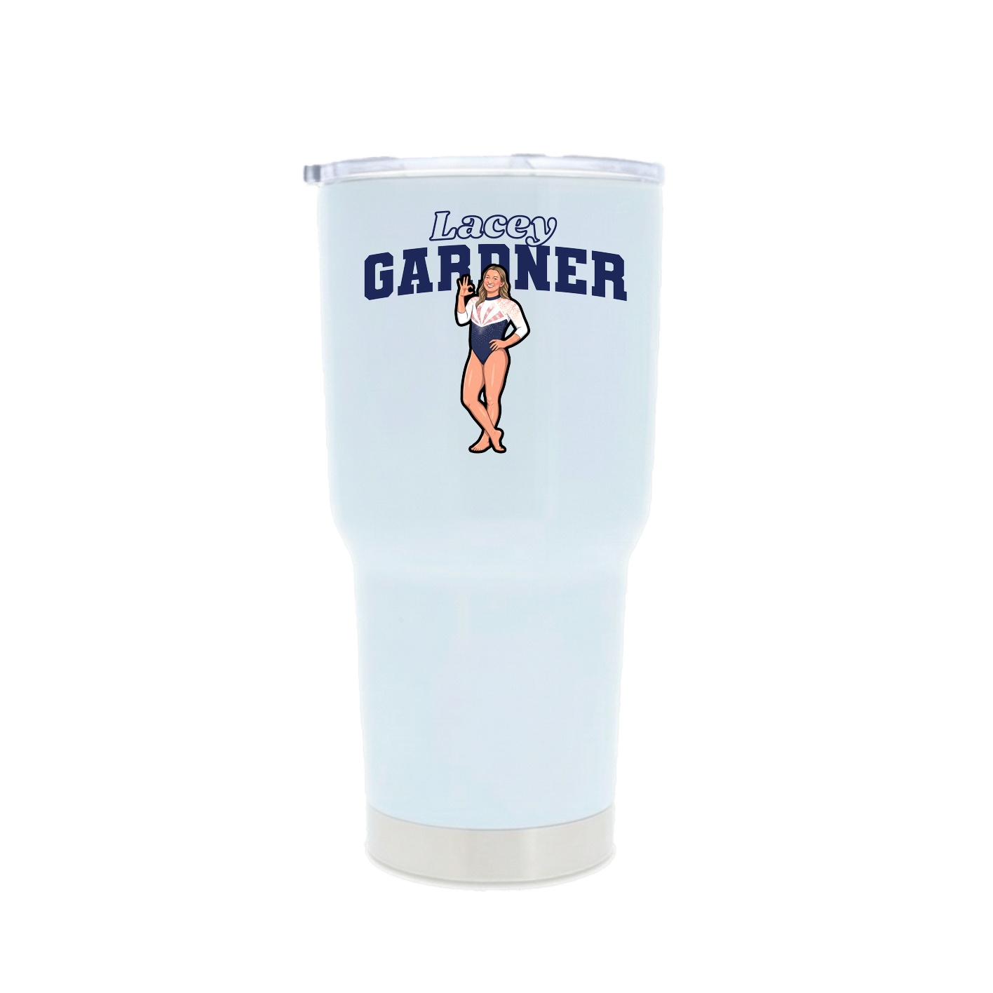 30oz Stainless Steel Tumbler — Name Arch in White