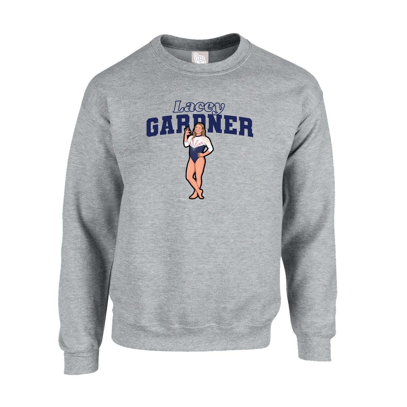 Fleece Crew — Name Arch in Grey