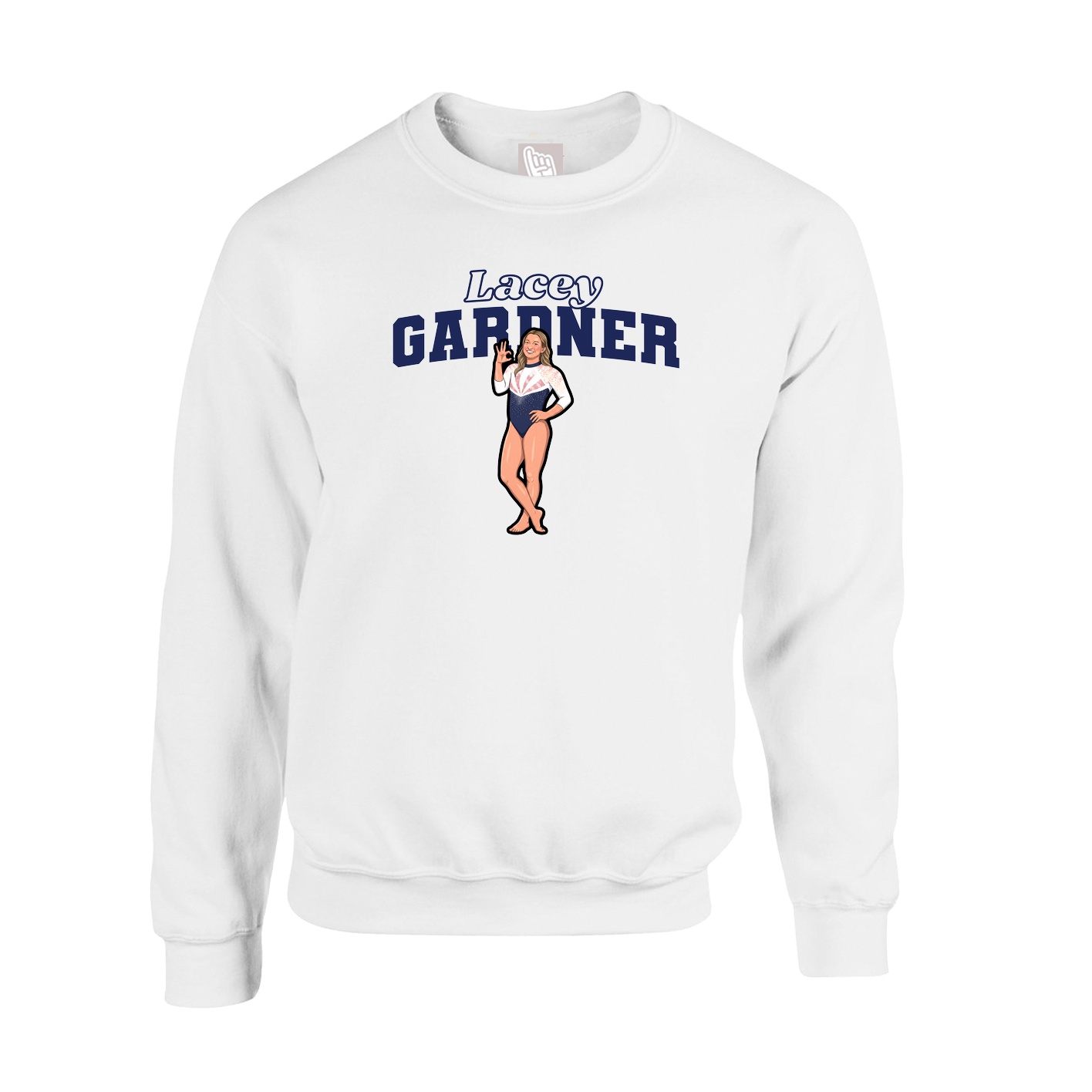 Fleece Crew — Name Arch in White