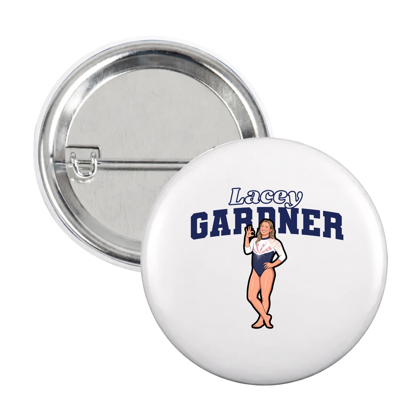 Game Day Button — Name Arch in White