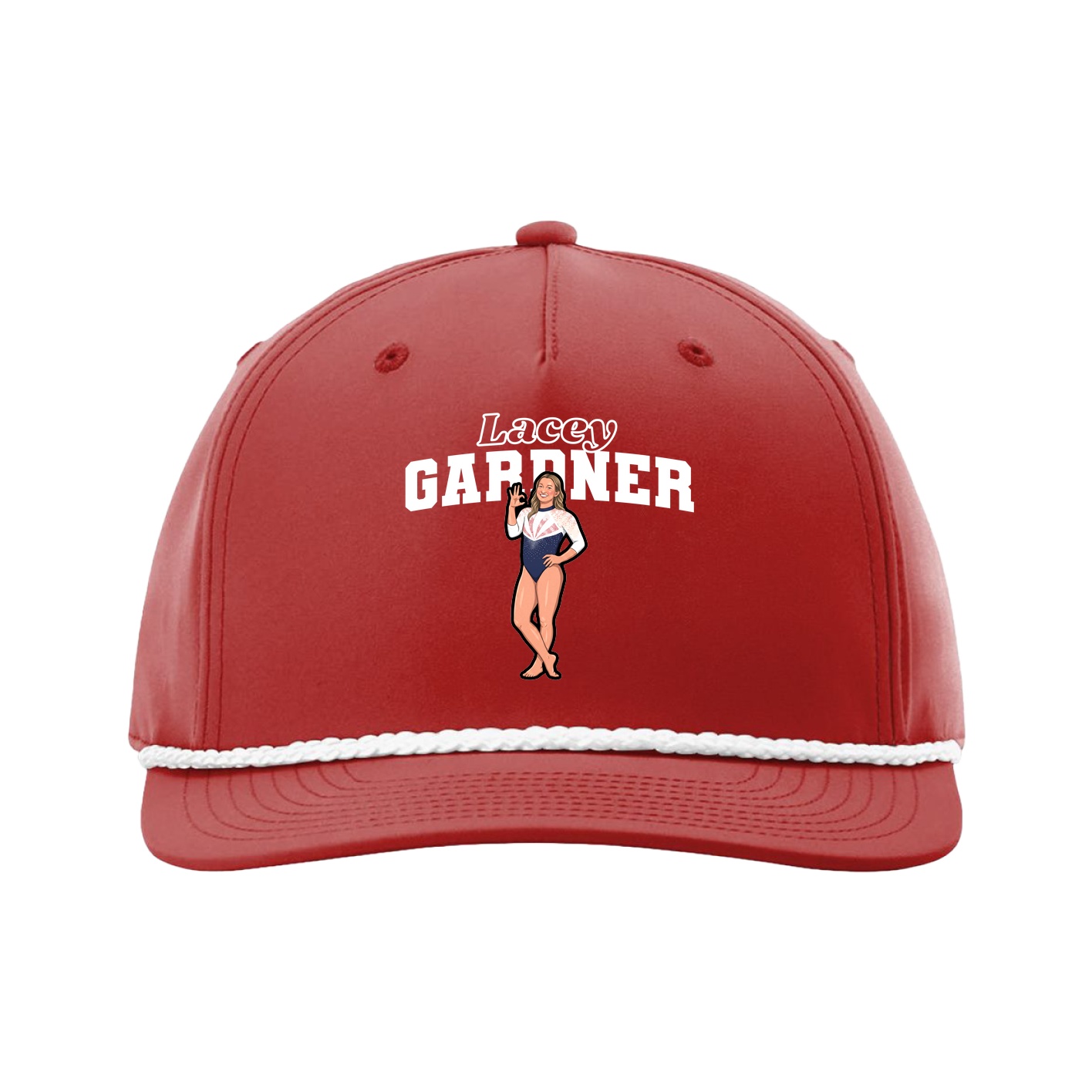 Five-Panel Classic Rope Cap — Name Arch in Red