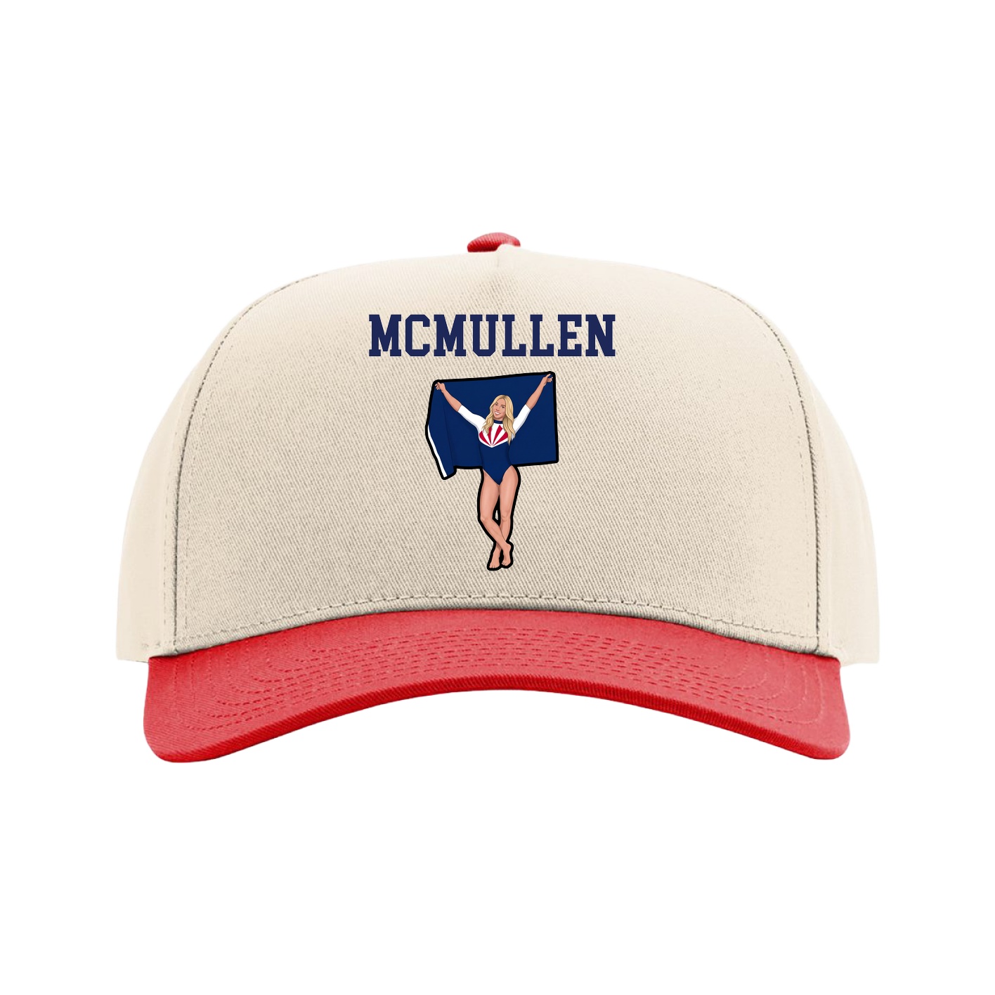 Full Fabric Five-Panel Champ Cap — Shirsey in Cream/Red