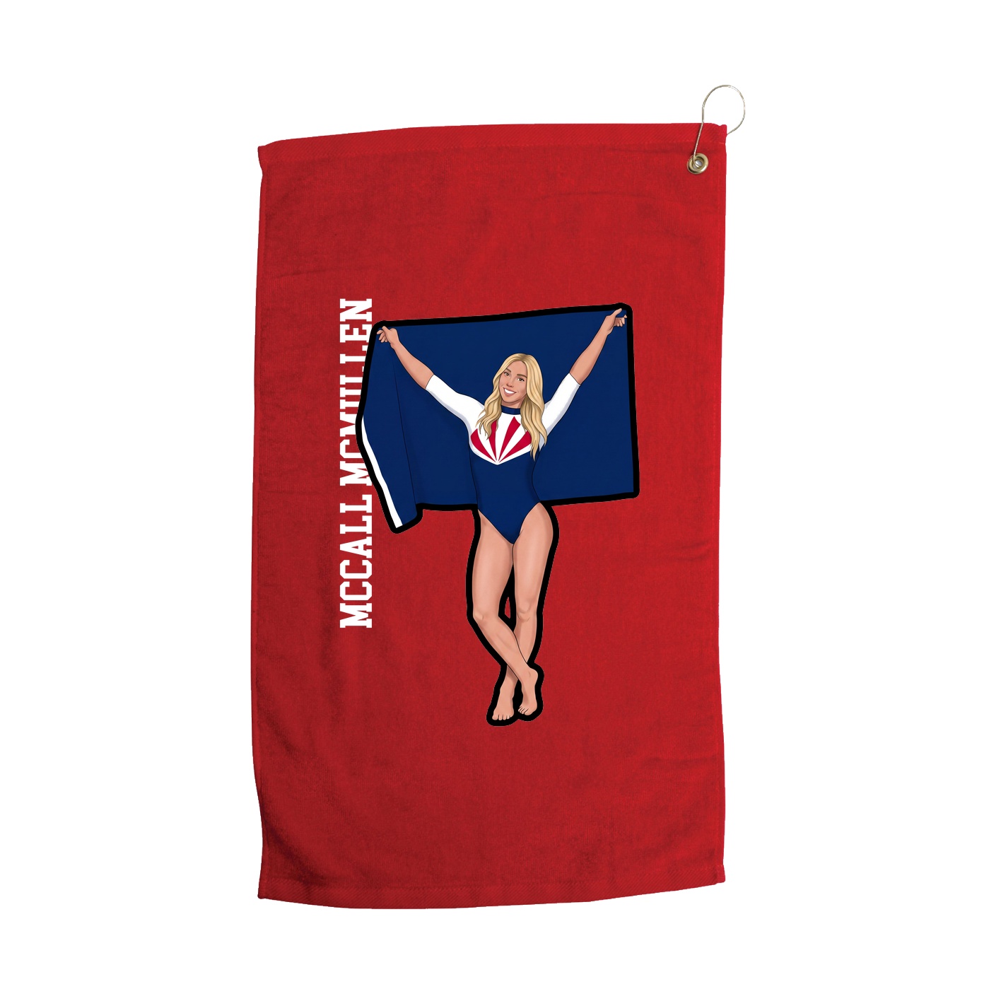 Golf Towel — Name Vertical in Red