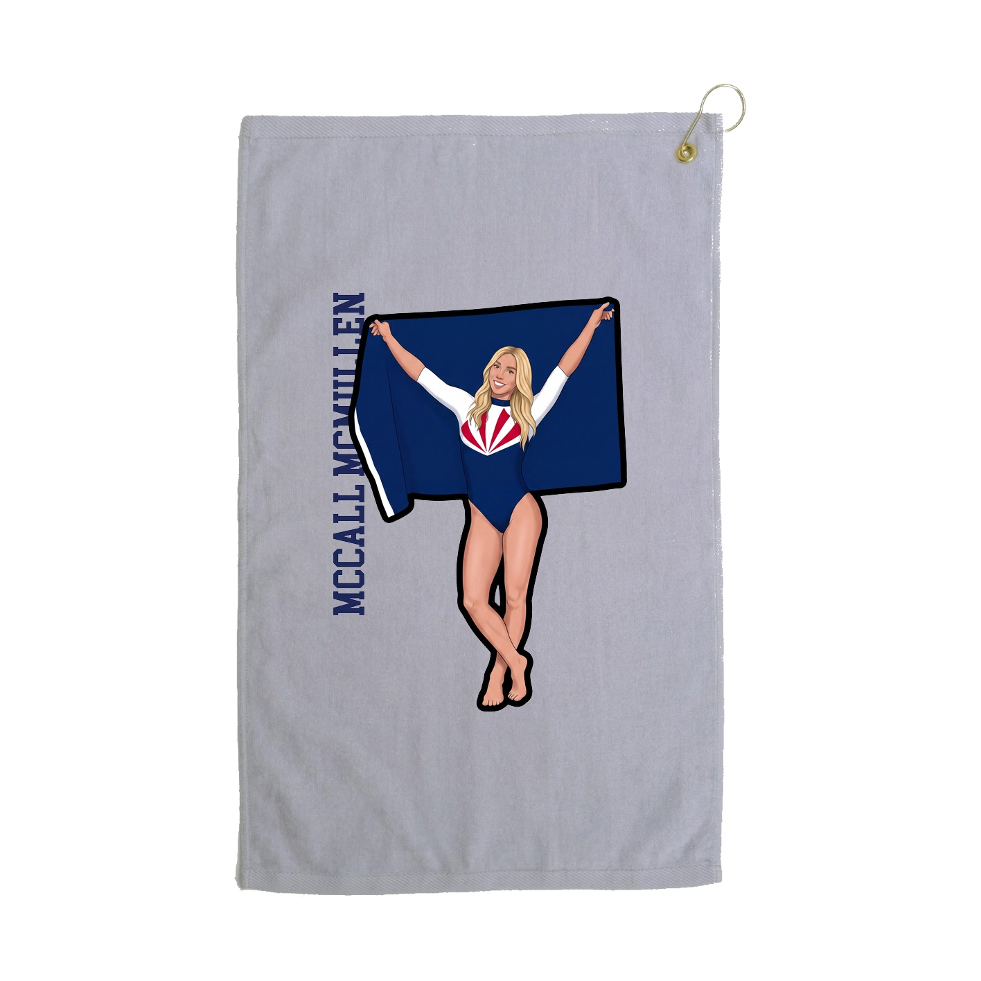 Golf Towel — Name Vertical in Grey
