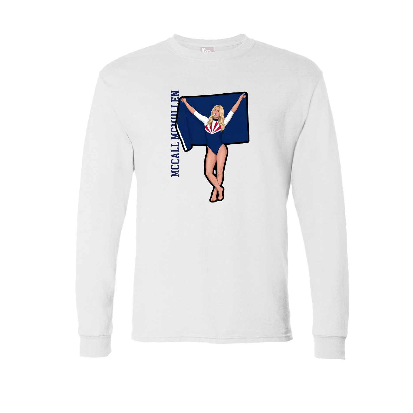 Long Sleeve Tee — Name Vertical in White