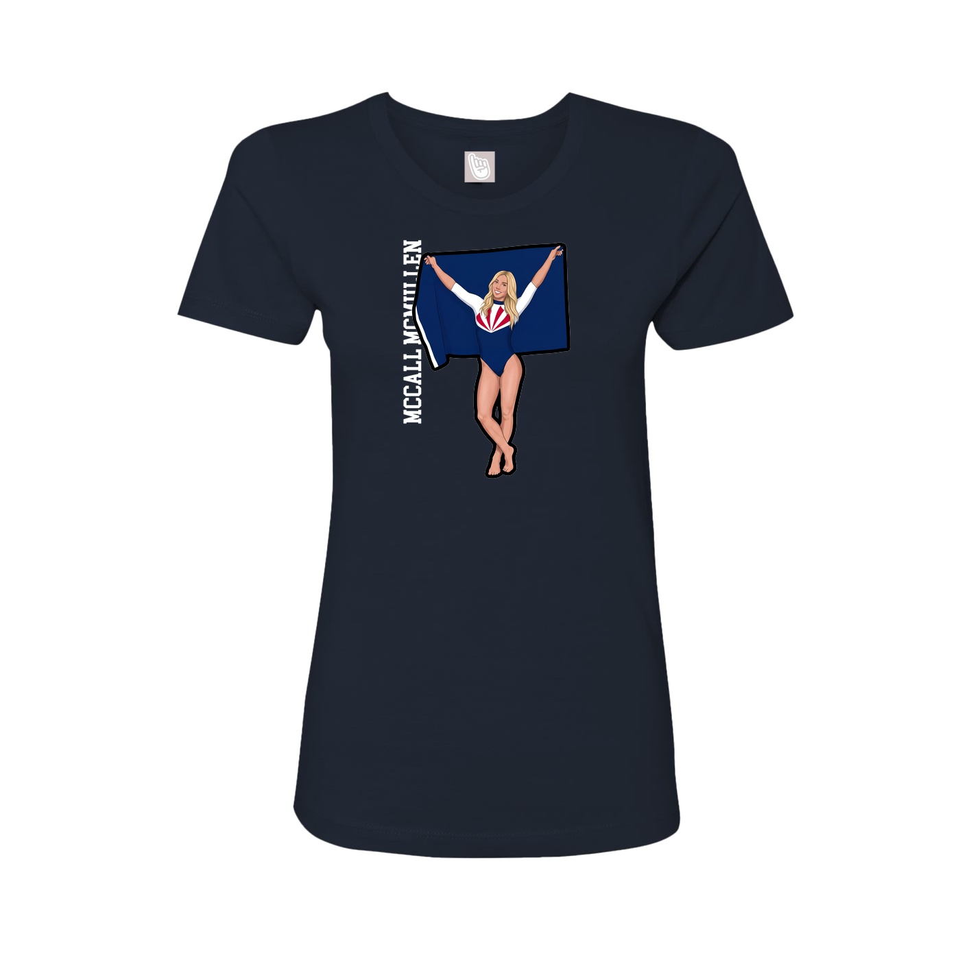 Fitted Women's Tee — Name Vertical in Navy