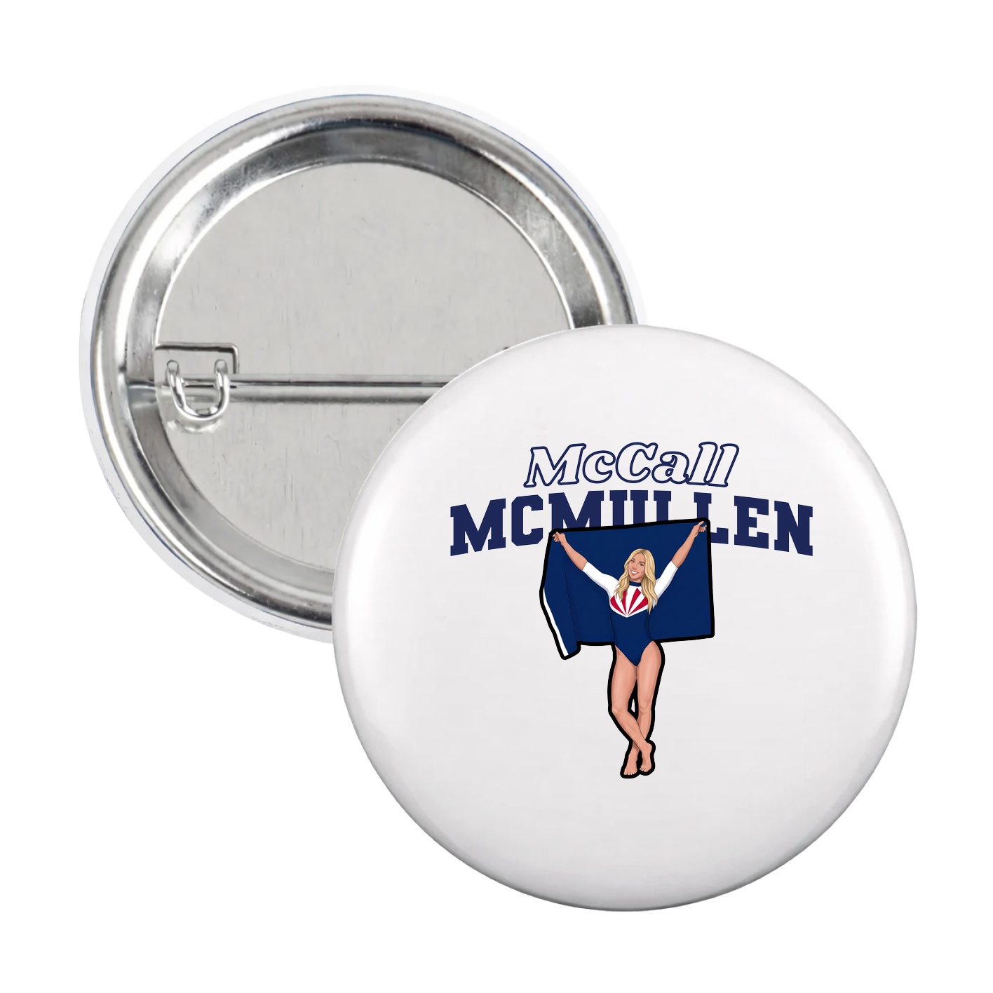 Game Day Button — Name Arch in White