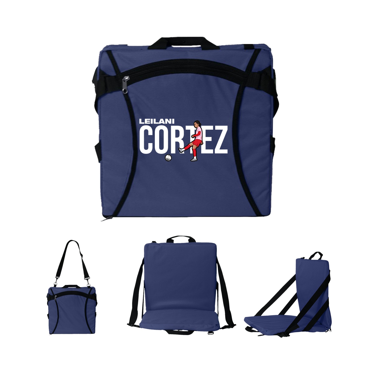 Folding Stadium Seat — Player Name in Navy