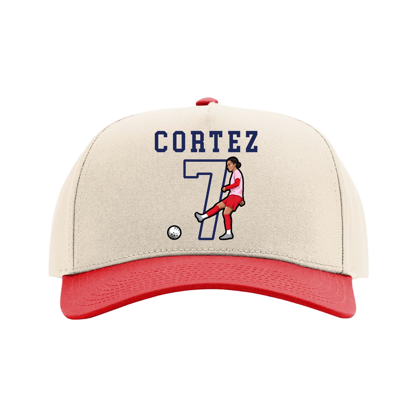 Full Fabric Five-Panel Champ Cap — Shirsey in Cream/Red