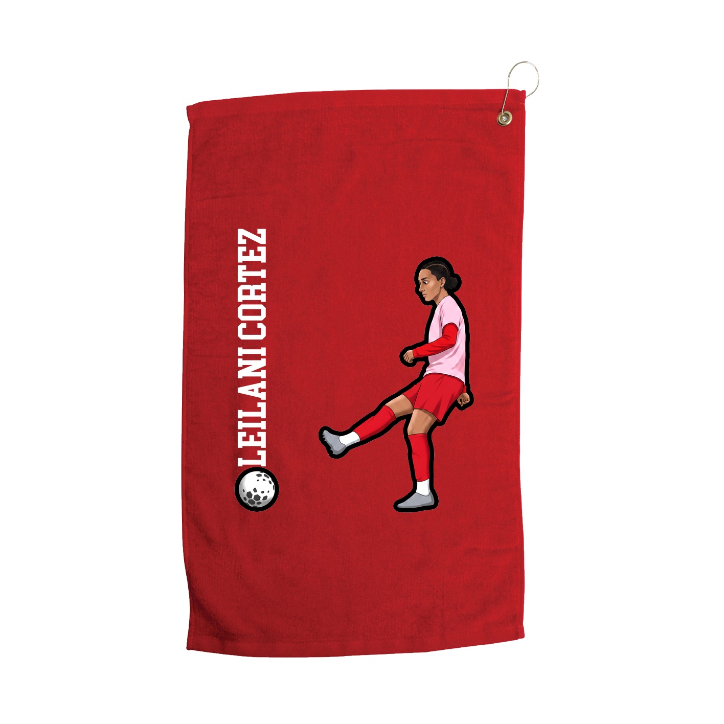 Golf Towel — Name Vertical in Red