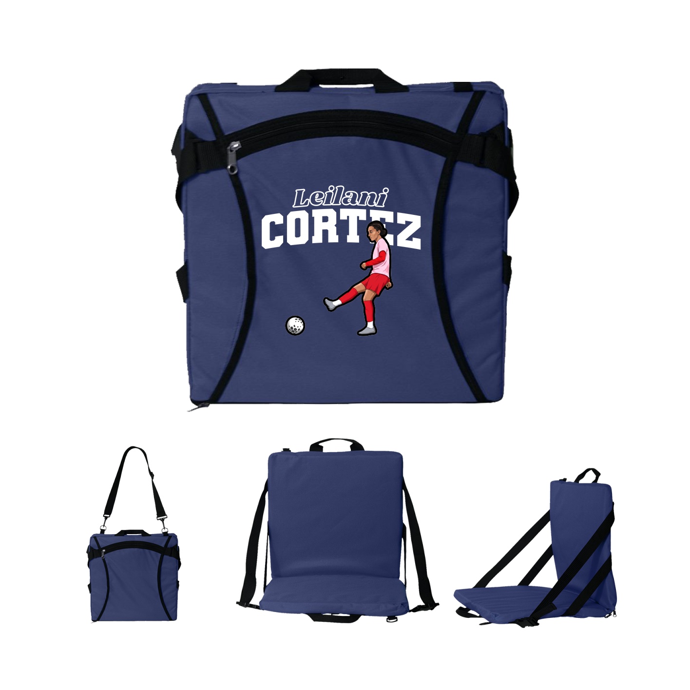 Folding Stadium Seat — Name Arch in Navy