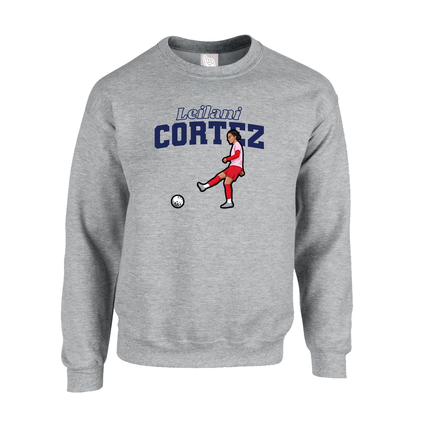 Fleece Crew — Name Arch in Grey