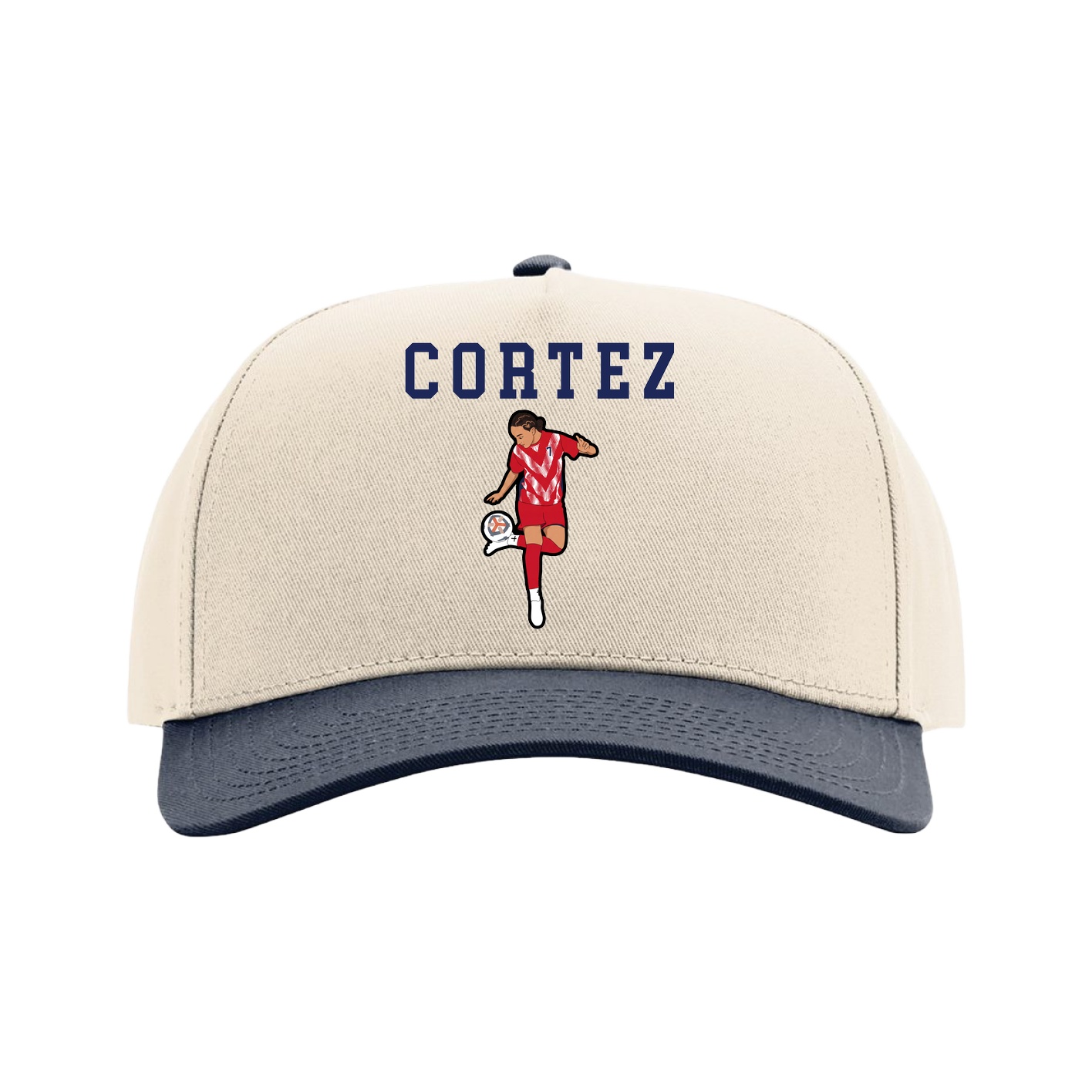 Full Fabric Five-Panel Champ Cap — Shirsey in Cream/Navy
