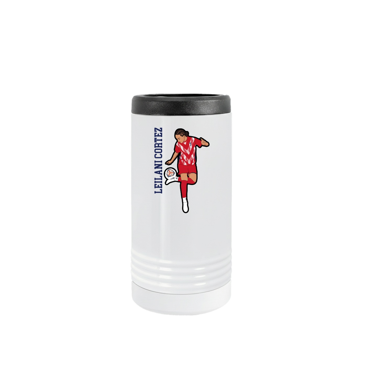 Slim Beverage Holder — Name Vertical in White