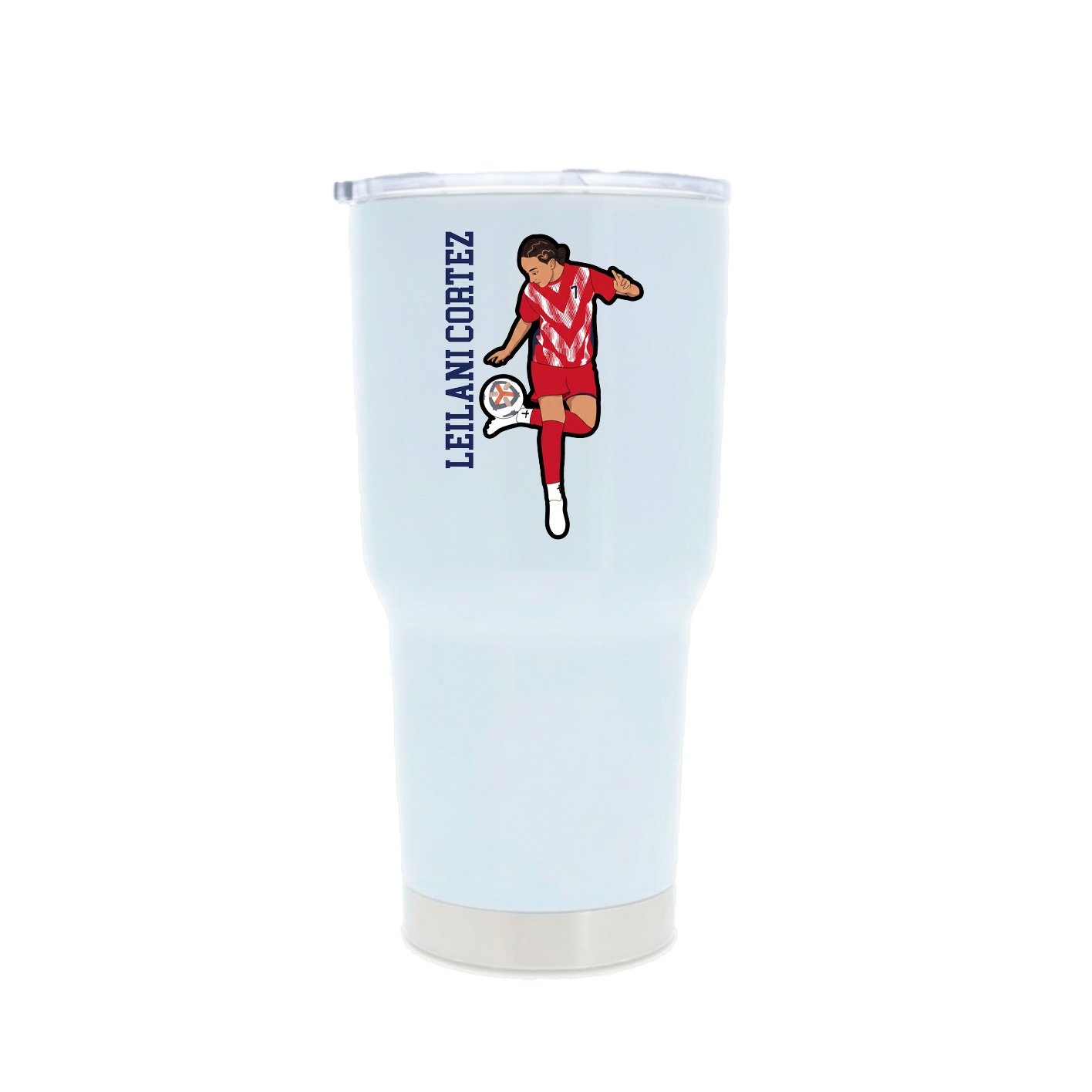 30oz Stainless Steel Tumbler — Name Vertical in White