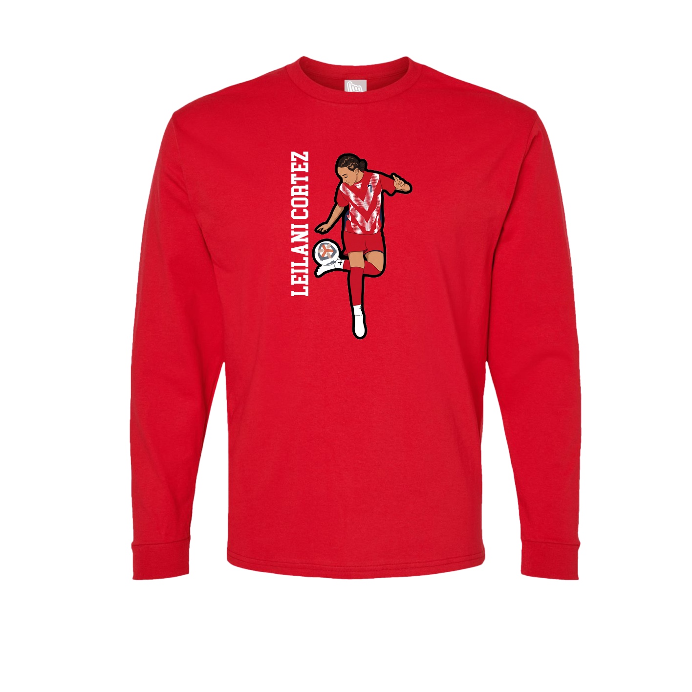 Long Sleeve Tee — Name Vertical in Red