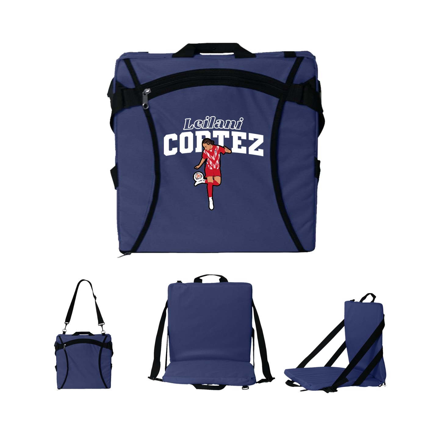 Folding Stadium Seat — Name Arch in Navy